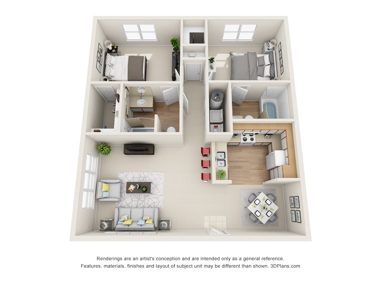Dogwood (2BR, 2BA) Floor Plan 2